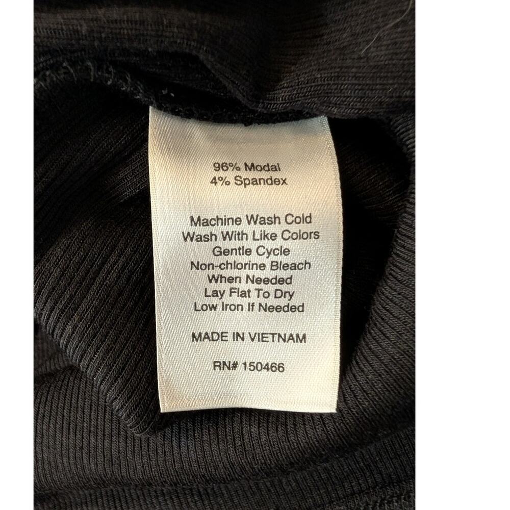 41 Hawthorn Blaise Ribbed Knit Black Dress Large Faux Wrap Modal Midi - Picture 6 of 6